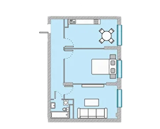 Планировка 2-комнатная, 70 м²