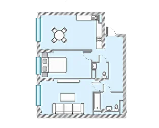 Планировка 3-комнатная, 81 м²